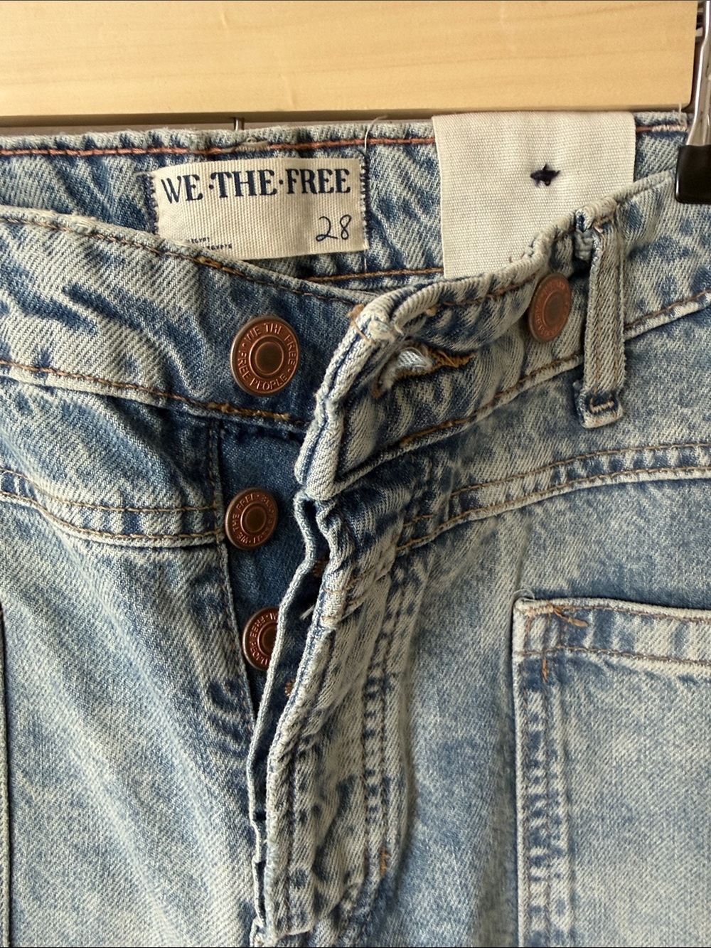 Free People We the Free Palmer Wide Leg Cuffed Denim Jeans in La La Land 28 NWT - Picture 7 of 16